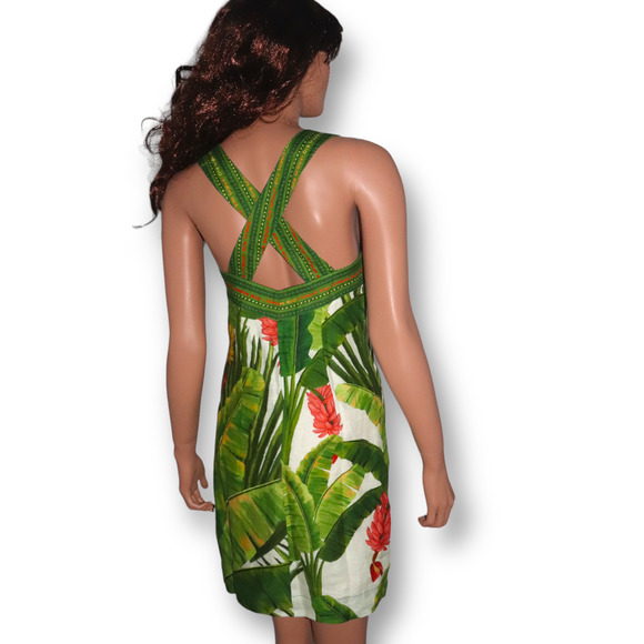 Farm Rio Floral Print Linen Voile Mini Dress Size XS NWT - Picture 4 of 8